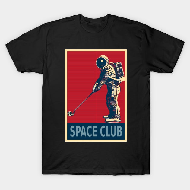 Astronaut Playing Golf Space Club T-Shirt by DesignArchitect